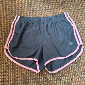 Adidas AktivA Running Shorts, Charcoal Gray with Pink Trim,‎ Size S